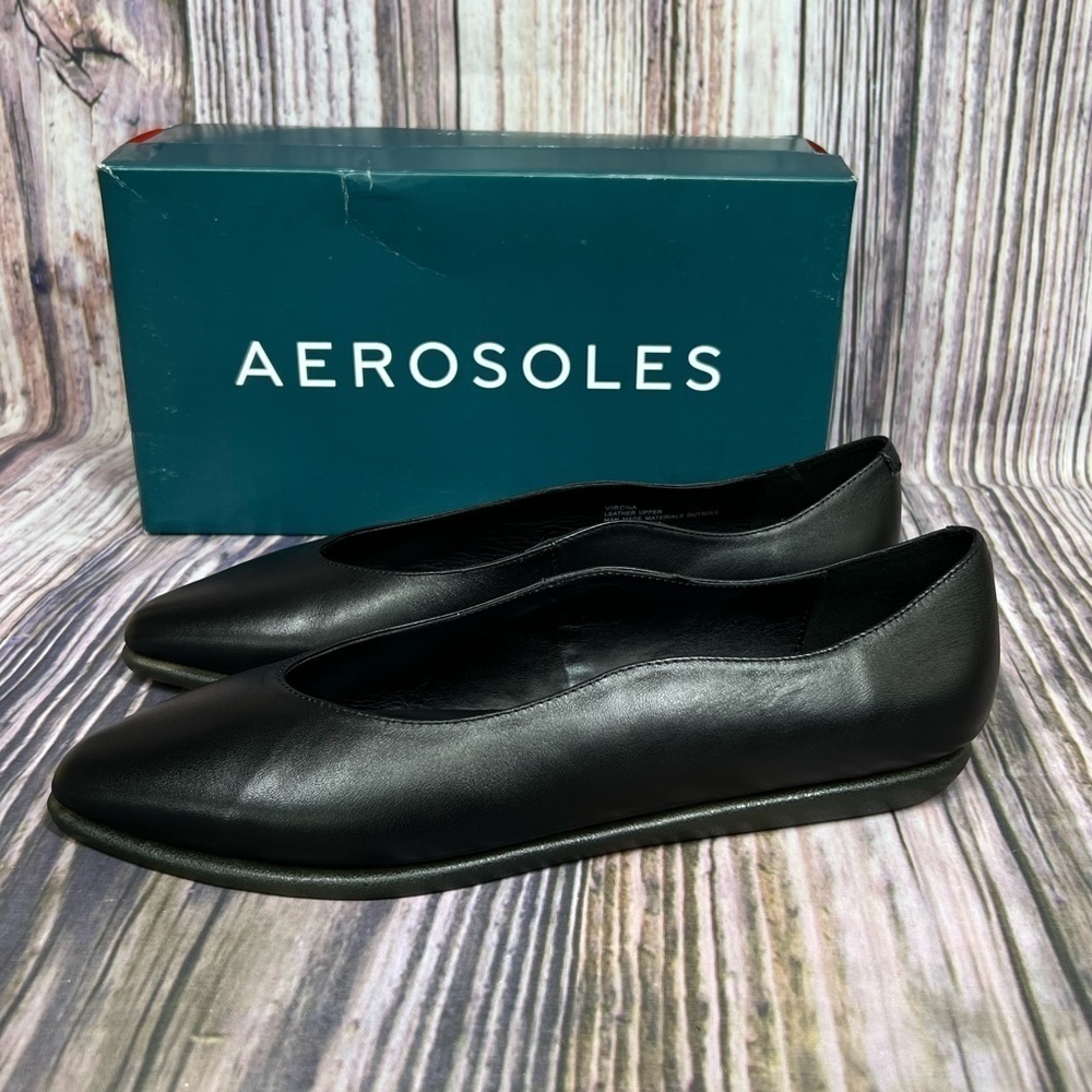 Aerosoles Virona Black Leather Ballet Flats New Size 10.5